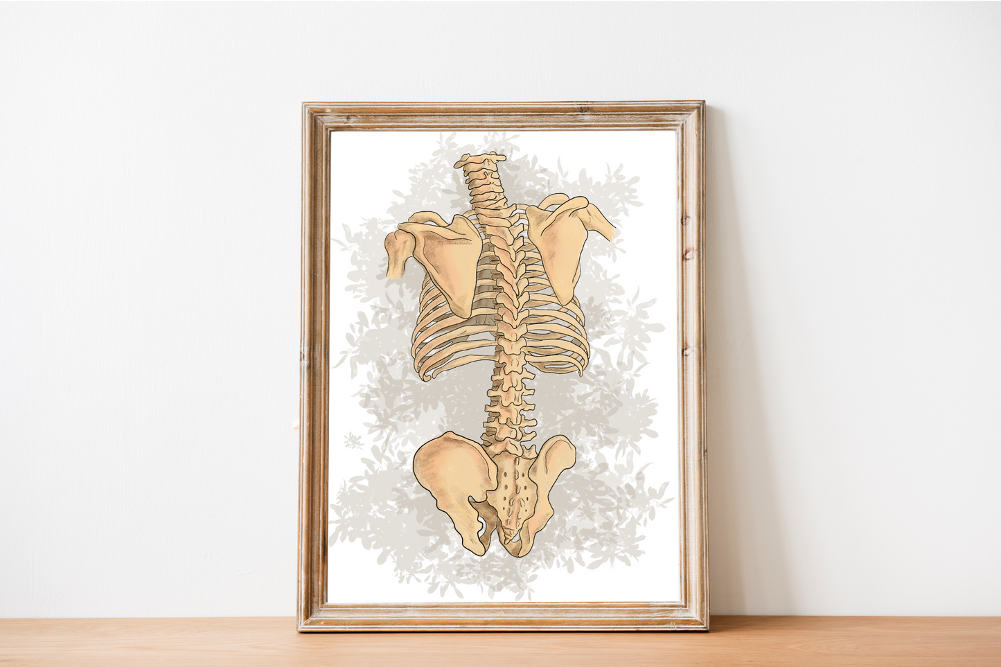 Anatomy Spine Wall Art Poster, Floral Skeleton Art, Clinic Office Decoration