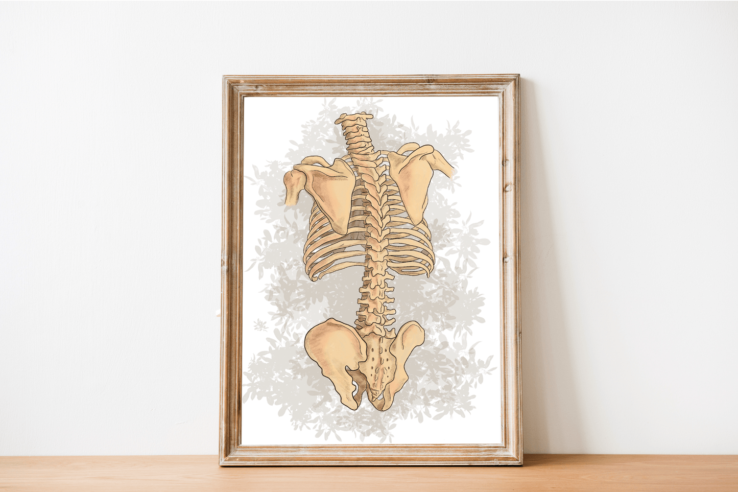 Anatomy Spine Wall Art Poster, Floral Skeleton Art, Clinic Office Decoration - DC Maike Perello