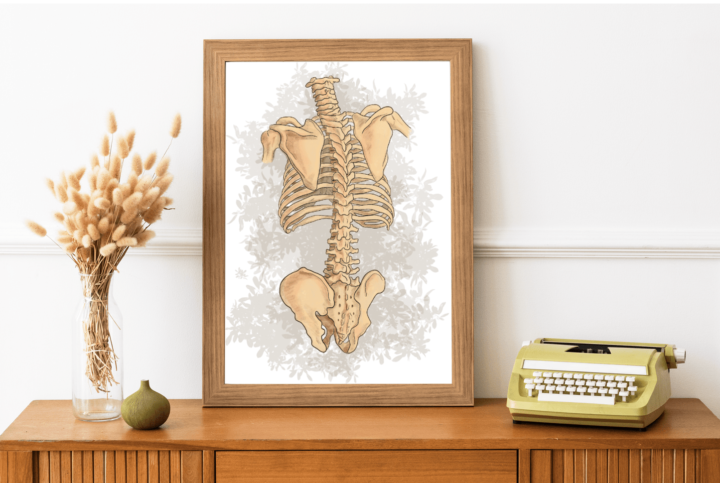 Anatomy Spine Wall Art Poster, Floral Skeleton Art, Clinic Office Decoration - DC Maike Perello