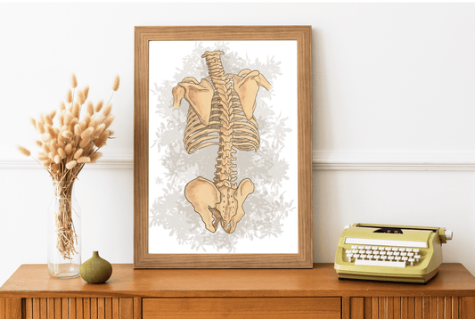 Anatomy Spine Wall Art Poster, Floral Skeleton Art, Clinic Office Decoration - DC Maike Perello