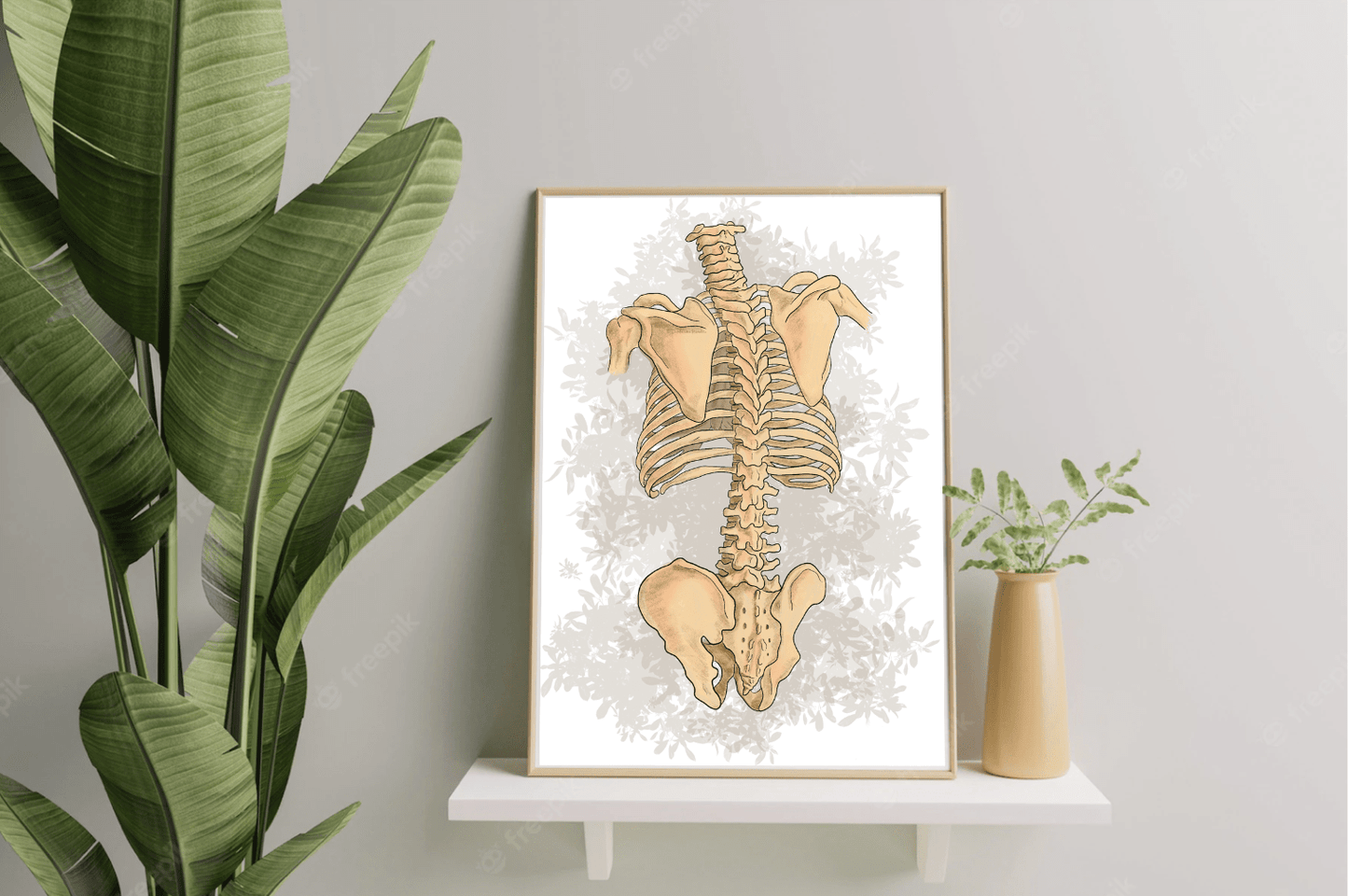 Anatomy Spine Wall Art Poster, Floral Skeleton Art, Clinic Office Decoration - DC Maike Perello