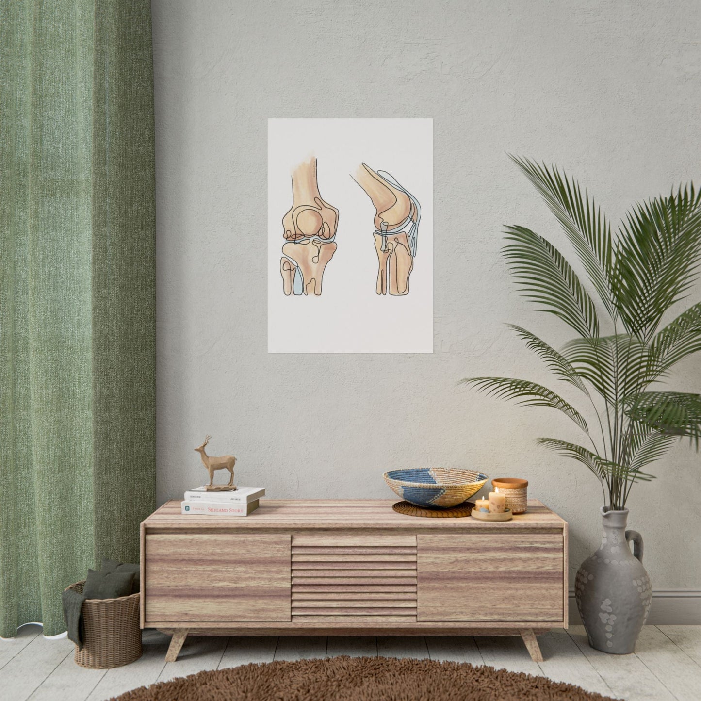 Knee Anatomy Line Art Poster for Health Profesionals - DC Maike Perello