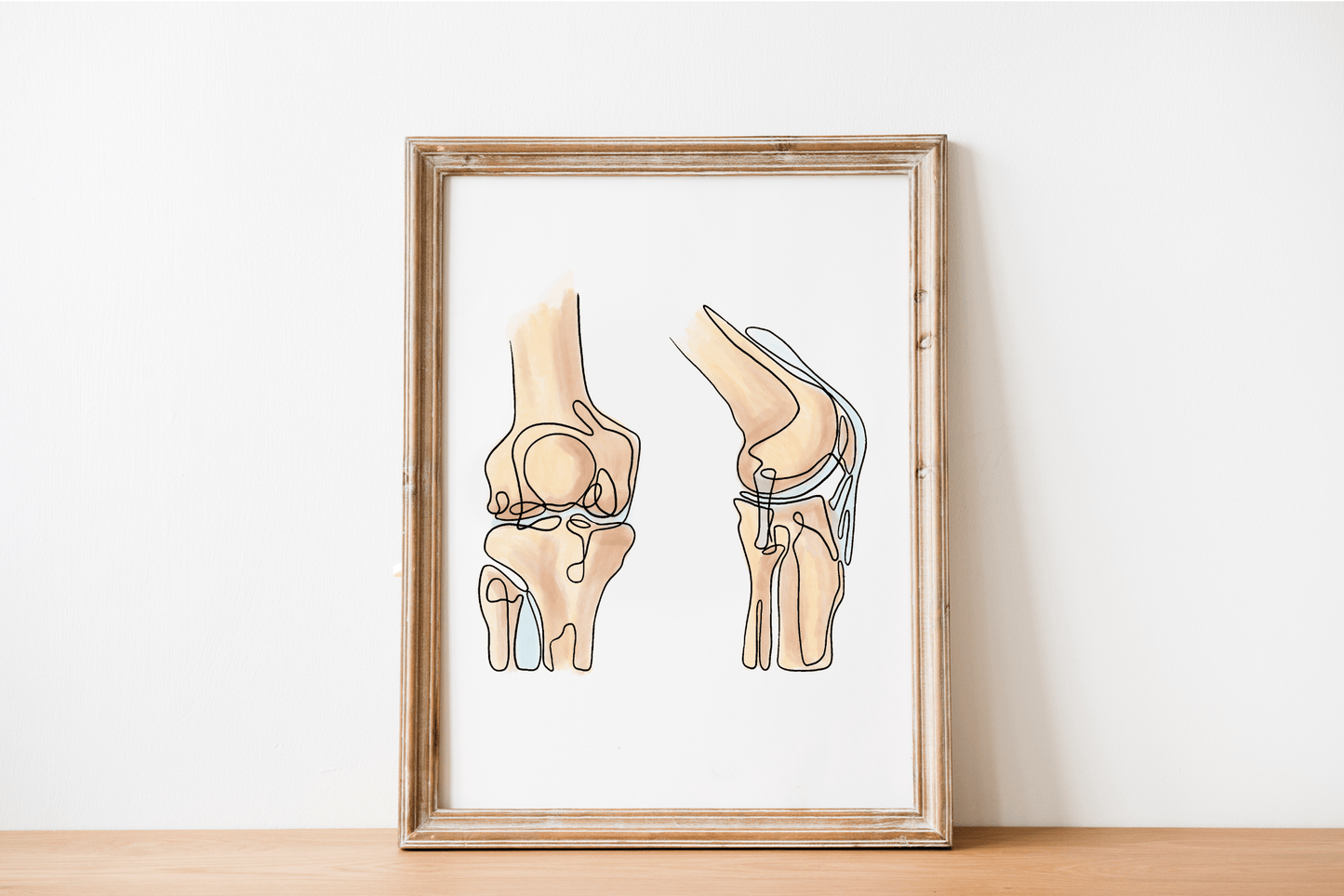 Knee Anatomy Line Art Poster for Health Profesionals - DC Maike Perello