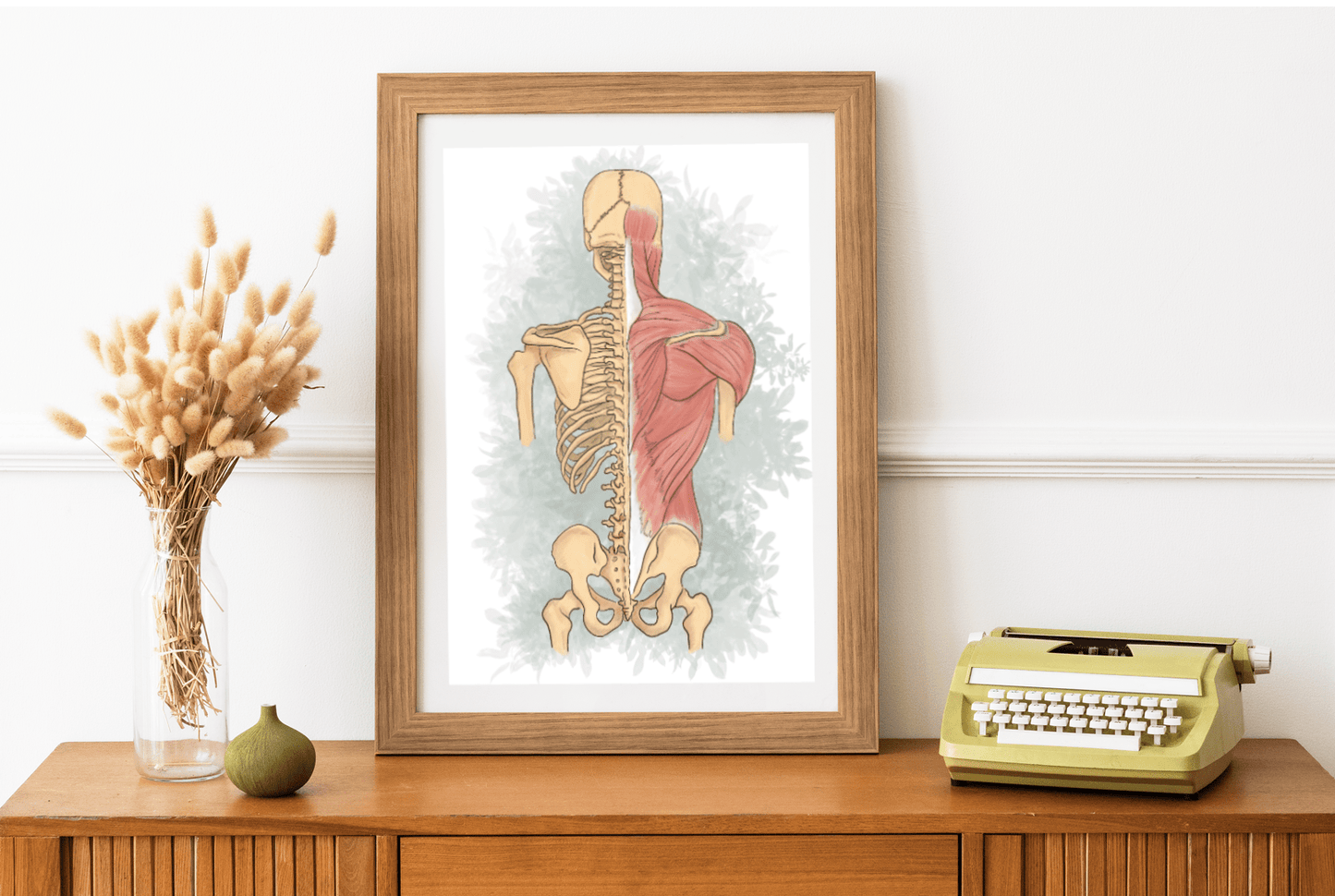 Spine Anatomy Poster with Floral Background, Health Professional Office Decor - DC Maike Perello