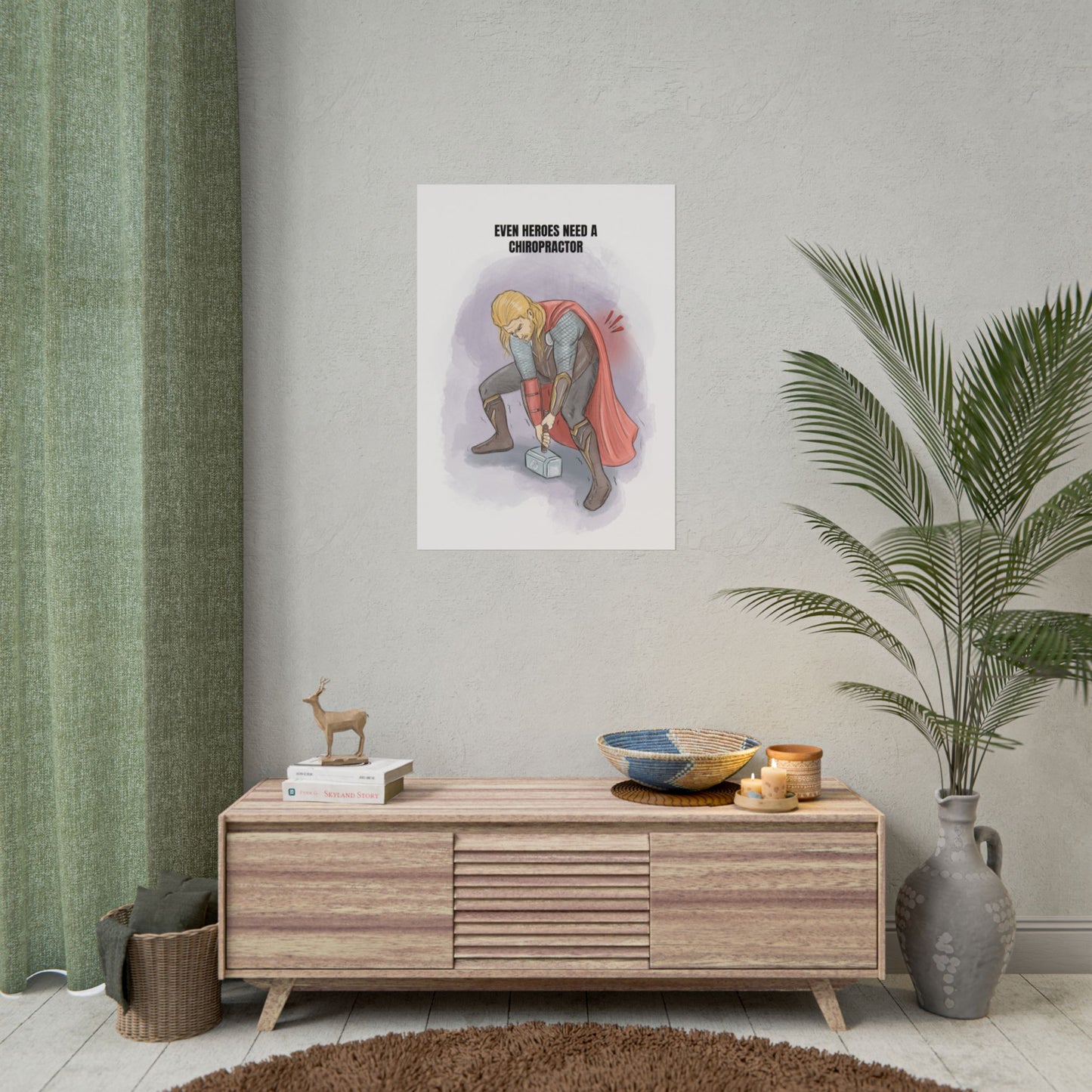 Humorous Chiropractic Office Wall Decor, Thor With Back Pain Poster, Chiropractic Gift