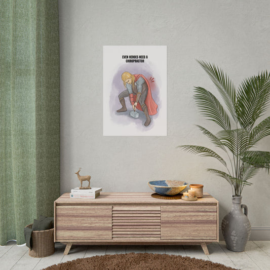 Humorous Chiropractic Office Wall Decor, Thor With Back Pain Poster, Chiropractic Gift