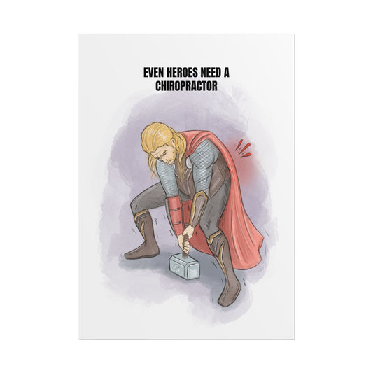 Humorous Chiropractic Office Wall Decor, Thor With Back Pain Poster, Chiropractic Gift