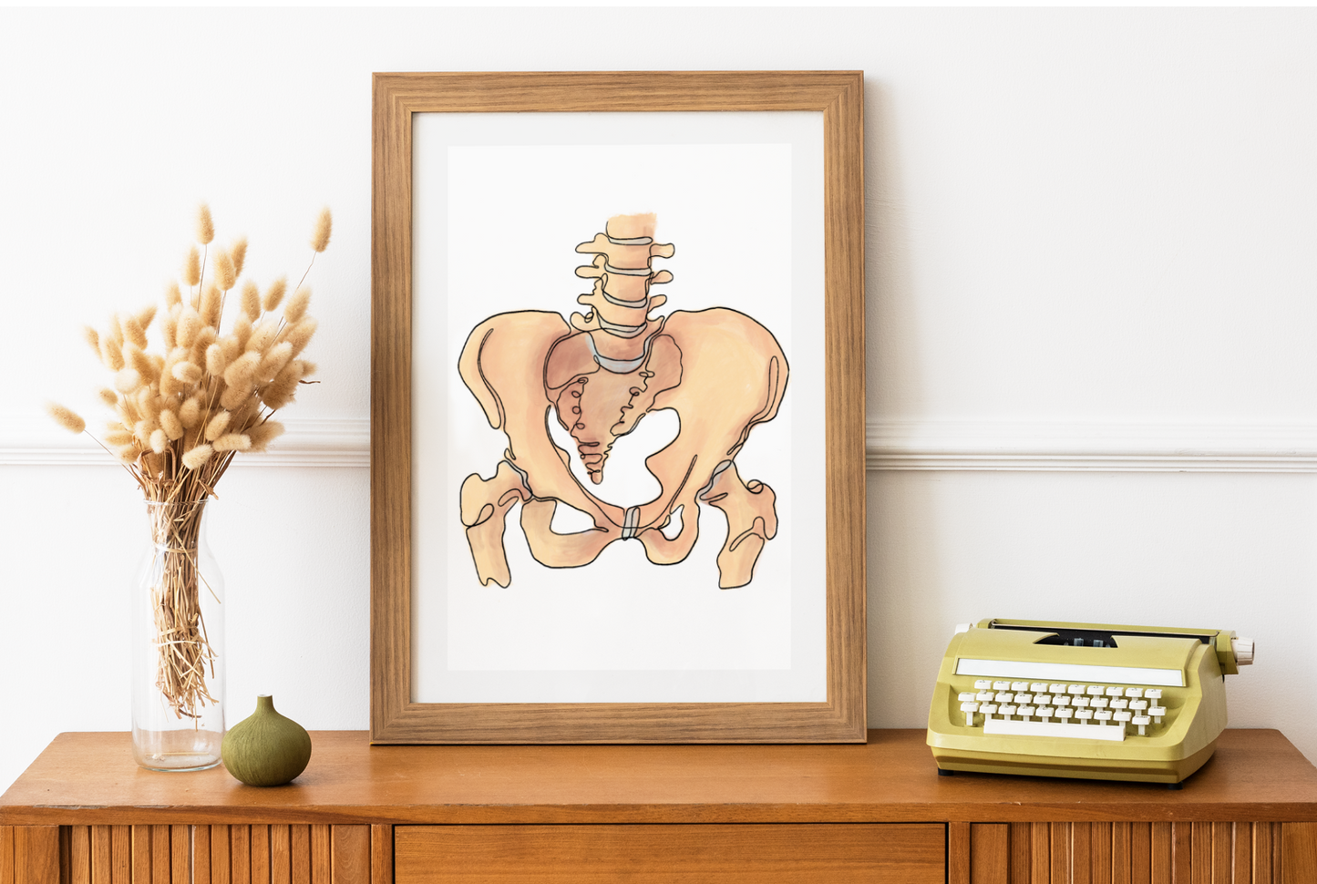 Pelvis Line Art Office Decor, Anatomy Art for Health Professionals, Clinic Wall Art