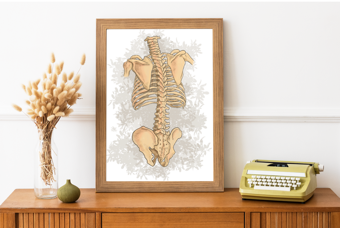 Anatomy Spine Wall Art Poster, Floral Skeleton Art, Clinic Office Decoration