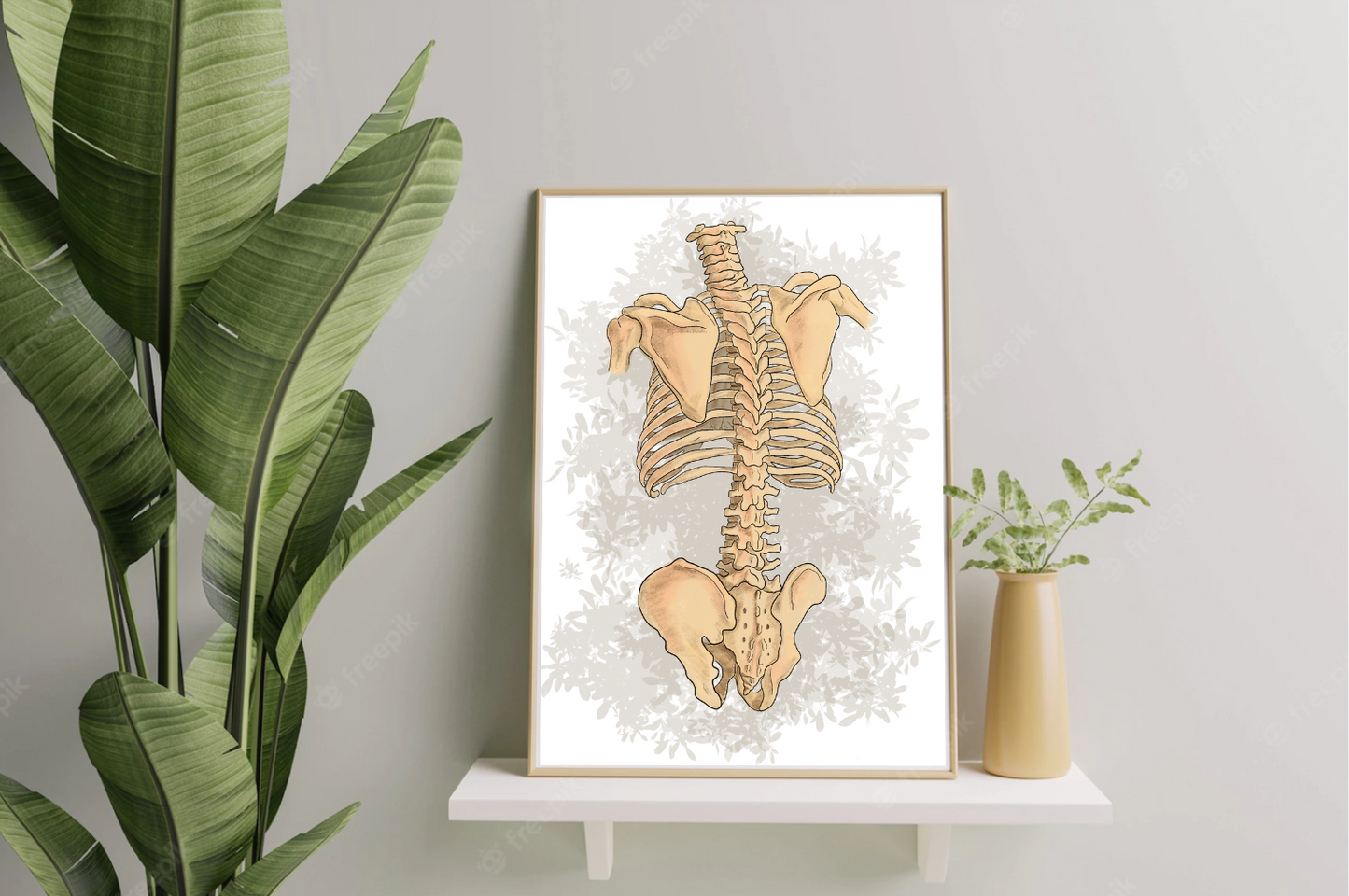 Anatomy Spine Wall Art Poster, Floral Skeleton Art, Clinic Office Decoration