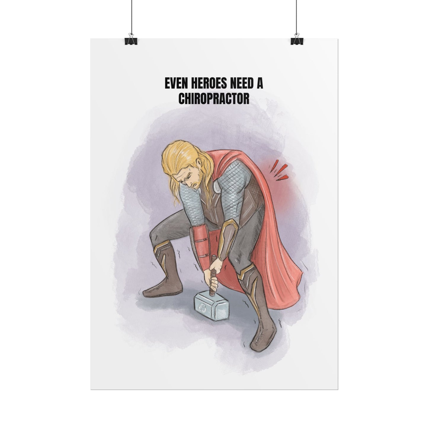Humorous Chiropractic Office Wall Decor, Thor With Back Pain Poster, Chiropractic Gift